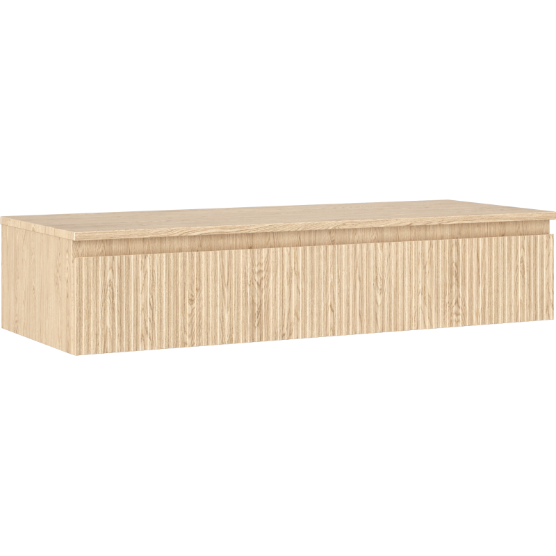 Mexen Rivel szafka łazienkowa podumywalkowa 120 cm z blatem, 1 szuflada, ryflowana , dąb - 91A20-12023-1-BFC81