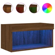 Szafki RTV - vidaXL Szafka pod telewizor z oświetleniem LED brązowy dąb 60x30x30 cm - miniaturka - grafika 1