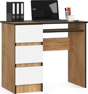 Biurka - Biurko Fabryka Mebli Akord Biurko komputerowe A-6 90 cm lewe - dąb craft-białe - 3 szuflady - miniaturka - grafika 1