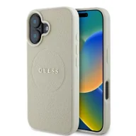 Etui i futerały do telefonów - Etui Guess Grained Ring MagSafe na iPhone 16 - beżowe - miniaturka - grafika 1
