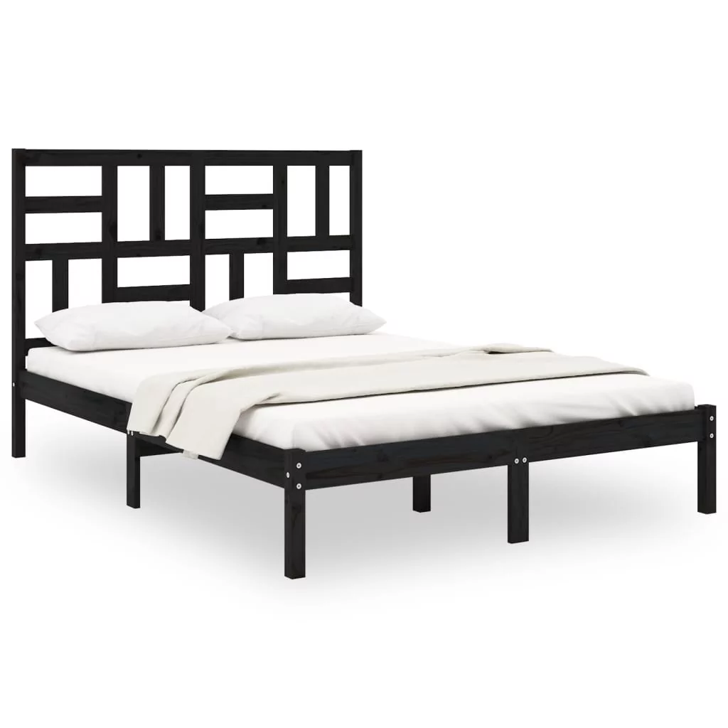 Lumarko Rama łóżka, czarna, lite drewno, 120x200 cm