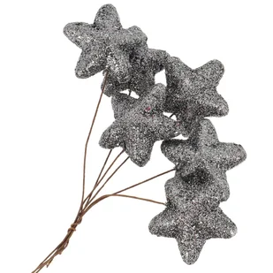 [680161] Gwiazdki brokatowe na druciku 4,5cm 6szt stalowe - Ozdoby bożonarodzeniowe - miniaturka - grafika 1