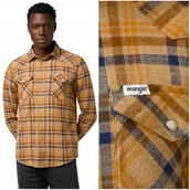 Koszule męskie - Wrangler WESTERN SHIRT Brown Blue koszula bawełniana męska w kratę XXL - miniaturka - grafika 1