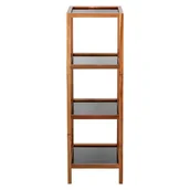 Szafki łazienkowe - Czarno-naturalny szklany regał łazienkowy 36x112 cm Fondi – Wenko - miniaturka - grafika 1