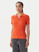 Swetry damskie - Tommy Hilfiger Sweter Fine WW0WW41474 Pomarańczowy Regular Fit - miniaturka - grafika 1