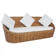 Sofy ogrodowe - vidaXL 3-osobowa sofa z poduszkami naturalny rattan 283097 - miniaturka - grafika 1