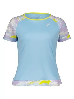 Koszulki sportowe damskie - asics Koszulka "Court Graphic" w kolorze błękitnym - grafika 1