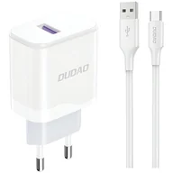 Ładowarki do telefonów - Ładowarka sieciowa Dudao A20EU USB-A 18W - biaa + kabel USB-A - USB-C - miniaturka - grafika 1