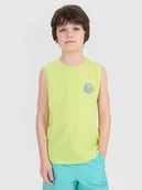 Koszulki i topy damskie - 4F Tank top regular z nadrukiem chłopięcy 4FJWSS25TSLEM162-45S Zielony Roz. 140 - miniaturka - grafika 1