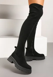 Czarne Kozaki na Grubej Podeszwie za Kolano Nialarae - Kozaki damskie - miniaturka - grafika 1
