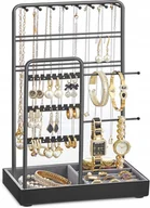 Biżuteria - akcesoria - STOJAK NA BIŻUTERIĘ Z AKSAMITNĄ TACĄ METALOWĄ RAMĄ ORGANIZER UCHWYT PREZENT - miniaturka - grafika 1