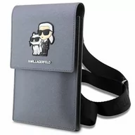 Etui i futerały do telefonów - Karl Lagerfeld Torebka KLWBSAKCPMG srebrny/silver Saffiano Karl & Choupette - miniaturka - grafika 1