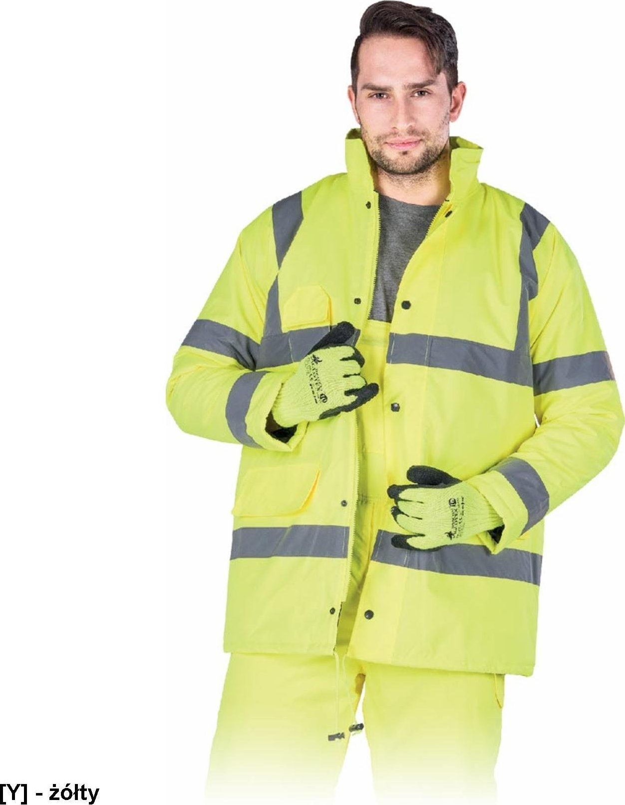 R.E.I.S. K-VIS Kurtka zimowa z odblaskami - żółty 3XL