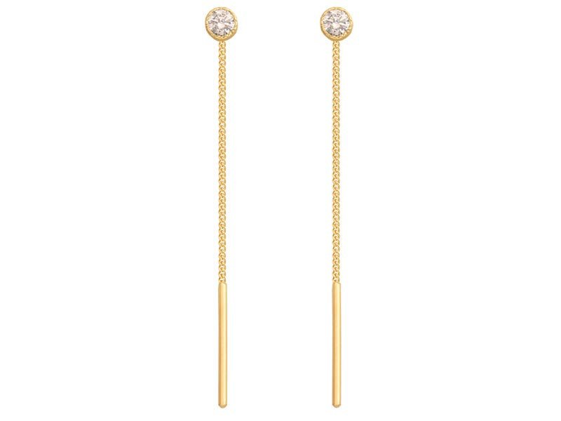 Złote kolczyki 585 przeciągane zdobione cyrkoniami