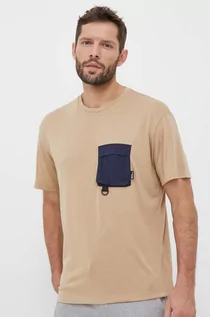 Koszulki męskie - Jack Wolfskin t-shirt męski kolor beżowy gładki - grafika 1