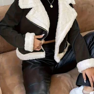 Kurtki damskie - TEMU Elegancka kurtka damska na jesień i zimę, gruba, ciepła, codzienna z długim rękawem - miniaturka - grafika 1