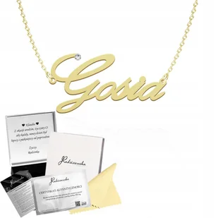 Złoty Naszyjnik z Imieniem Gosia Łańcuszek SREBRO 925 Prezent DEDYKACJA - Łańcuszki - miniaturka - grafika 1