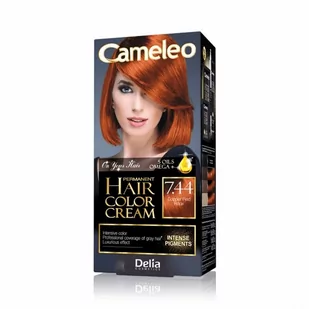 DELIA Cosmetics Cameleo HCC Farba permanentna Omega+ nr 7.44 Copper Red 1op - Farby do włosów i szampony koloryzujące - miniaturka - grafika 1