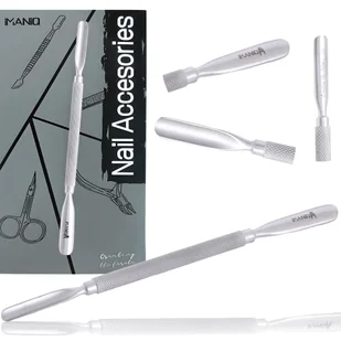 Radełko dwustronne kopytko dłutko pusher ostre do stylizacji skórek manicure pedicure salon SPA stal nierdzewna srebrne - Akcesoria do paznokci - miniaturka - grafika 1
