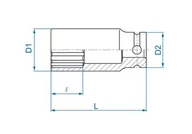 Klucze i nasadki - NASADKA DŁUGA UDAROWA CIENKOŚCIENNA 1/2" 15mm x 80mm, 12-kąt King Tony - miniaturka - grafika 1