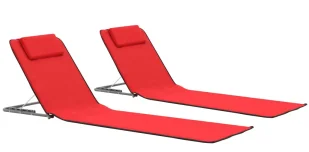 Składane czerwone maty plażowe G1-E31 - Leżaki ogrodowe - miniaturka - grafika 1