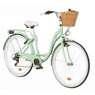 Dawstar Rower miejski Citybike S7B Miętowy + Stylowy kosz wiklinowy VÖGEL VKS-502 - Rowery - miniaturka - grafika 1