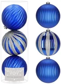Bombki - Bombki choinkowe 3 szt. duże ozdoby świąteczne 15 cm brokatowe, matowe nietłukące niebieskie UNIWERSALNY - miniaturka - grafika 1