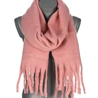 Apaszki i szaliki damskie - Szalik damski zimowy szal ciepły dred z frędzlami na prezent RÓŻOWY - miniaturka - grafika 1