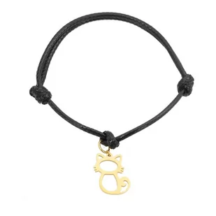 Bransoletka kotek stal chirurgiczna pozłacana regulowana / JG. Projekt - Bransoletki - miniaturka - grafika 1