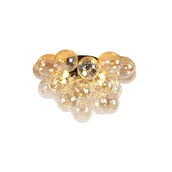 Oprawy, klosze i abażury - QAZQA Designerski plafon czarny szkło bursztynowe 6-źródeł światła - Uvas - miniaturka - grafika 1