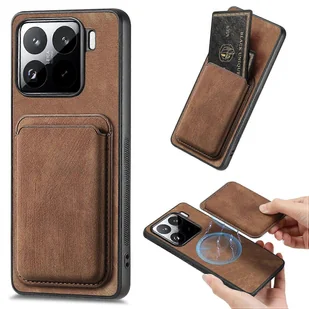 Do Xiaomi 15 Case Retro Skórzany Pokrowiec Na Telefon TPU z Odłączanym Gniazdem na Kartę - Brązowy Wielobarwny Brown - Etui i futerały do telefonów - miniaturka - grafika 1