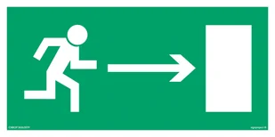 AA002 KIERUNEK DO WYJŚCIA DROGI EWAKUACYJNEJ W PRAWO, PS - PŁYTA PCV 1MM FOTOLUMINESCENCYJNA; (200X100MM) - Systemy ekspozycyjne i znaki informacyjne - miniaturka - grafika 1