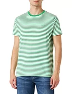 Koszulki męskie - GANT Męski t-shirt w paski, zielony MID Green, standardowy, Mid Green, 4XL - miniaturka - grafika 1
