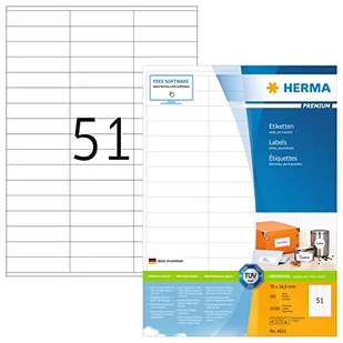 Herma Etiketten A4 wei 70x16,9 mm Papier matt 10200 St. - 4611 - Etykiety do drukarek - miniaturka - grafika 1