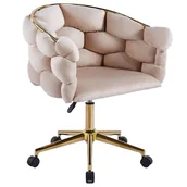 Krzesła - Krzesło obrotowe DC-SV9118 BALLOON welur beż #5, nogi złote - miniaturka - grafika 1