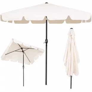 Parasol na taras i balkon 240 cm kwadratowy na korbkę ogrodowy składany ecru - Parasole ogrodowe - miniaturka - grafika 1