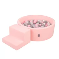 Suche baseny - KiddyMoon Piankowy plac zabaw PPZP-OK30D-122 z piłeczkami różowy: perła-szary-transparent-pudrowy róż basen 200/schodek - miniaturka - grafika 1