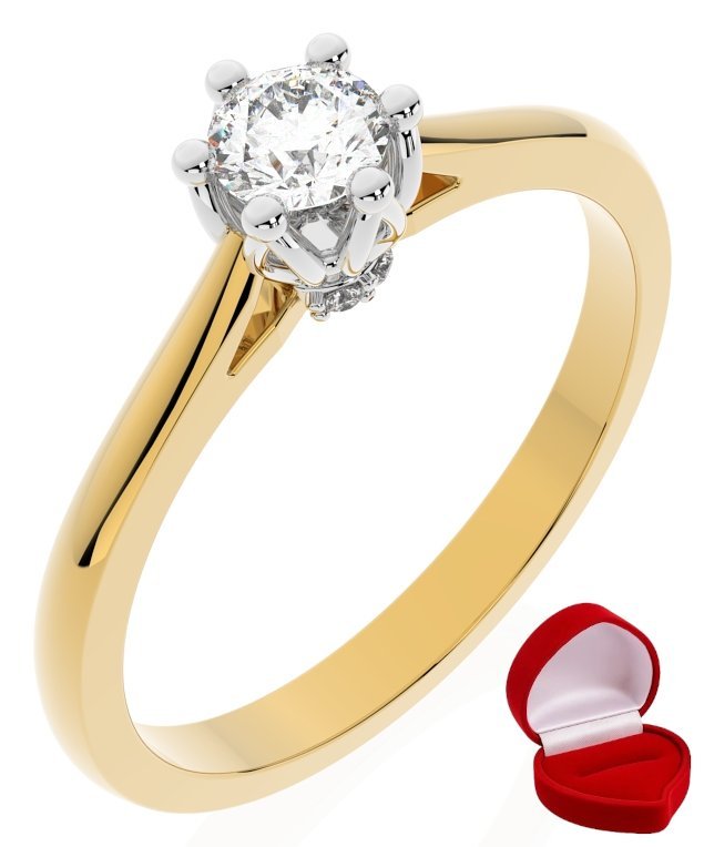 ZŁOTY PIERŚCIONEK ZARĘCZYNOWY 585 14k DIAMENT LAB BRYLANT 0,19 ct R17