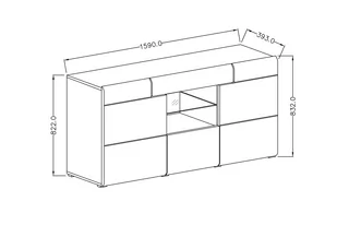 Komoda trzydrzwiowa z szufladą i szklaną półką Toledo 26 - biały połysk / san remo - Komody - miniaturka - grafika 3