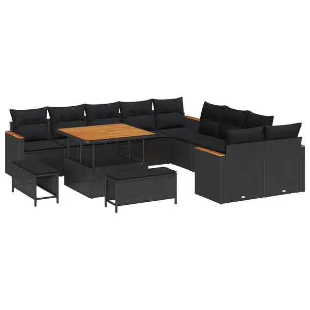 Zestaw Sof Ogrodowych, Nowoczesny Design, 5 Elementów, Czarny, Rattan