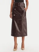 Spódnice - Morgan Spódnica z imitacji skóry 261-JADYNA Brązowy Slim Fit - miniaturka - grafika 1