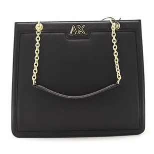 Armani Exchange Women's Madison, Torebka Sustainable, Gold Chain Handle Tote L, Black, czarny - Torebki damskie - miniaturka - grafika 1