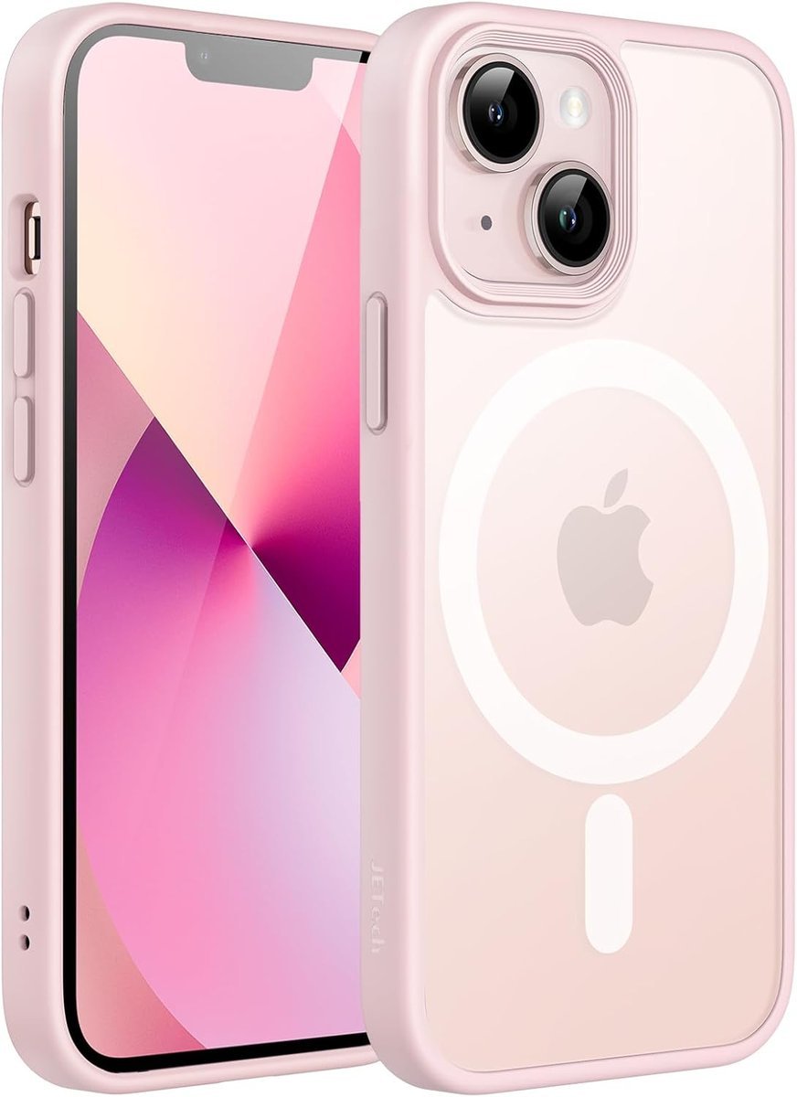 JETech Magnetyczna Etui dla iPhone 13 mini 5,4 Cala Kompatybilny z MagSafe, Półprzezroczysta Matowe Tylna Szczupły Odporny na Wstrząsy Case (Różowy)