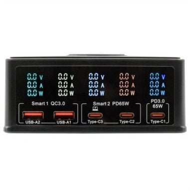 EXSYS EX-1106 Multiport High Power Charger mit QI 15W und USB-C PD mit max. 160W