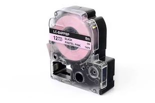 Taśma JetWorld Zamiennik Epson 12mm x 8m LC-B4PPBP (LCB4PPBP) Czarny na Pastelowo Różowym - Taśmy do drukarek barwiące - miniaturka - grafika 1