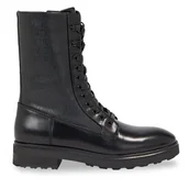 Botki damskie - Trapery Calvin Klein Cleat Combat Boot - Epi Mono Mix HW0HW01713 Czarny - miniaturka - grafika 1