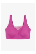 Biustonosze - bonprix Biustonosz bralette wyściełany Feel Comfort, z laserowymi cięciami fioletowy - miniaturka - grafika 1