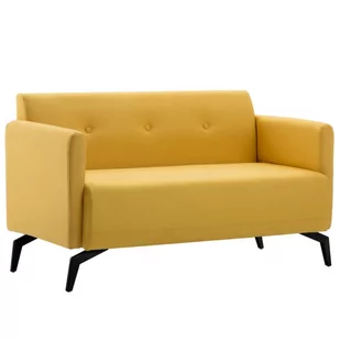 vidaXL 2-osobowa sofa tapicerowana tkaniną, 115x60x67 cm, żółta - Sofy i kanapy - miniaturka - grafika 1