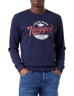 Bluzy męskie - Jack&JONES męska bluza z nadrukiem JPRBLUVINTAGE Print Sweat Crew Neck FST, granatowa, L - miniaturka - grafika 1