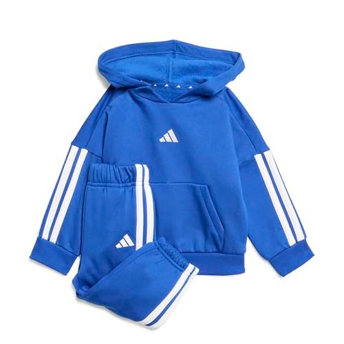 adidas Uniseks - niemowleta Essentials Hooded Jogger Track Suit, Royal Blue/White/White, 3-6 Months